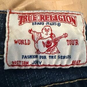 True Religion Women's Blue Denim Jeans with Red Label Patch